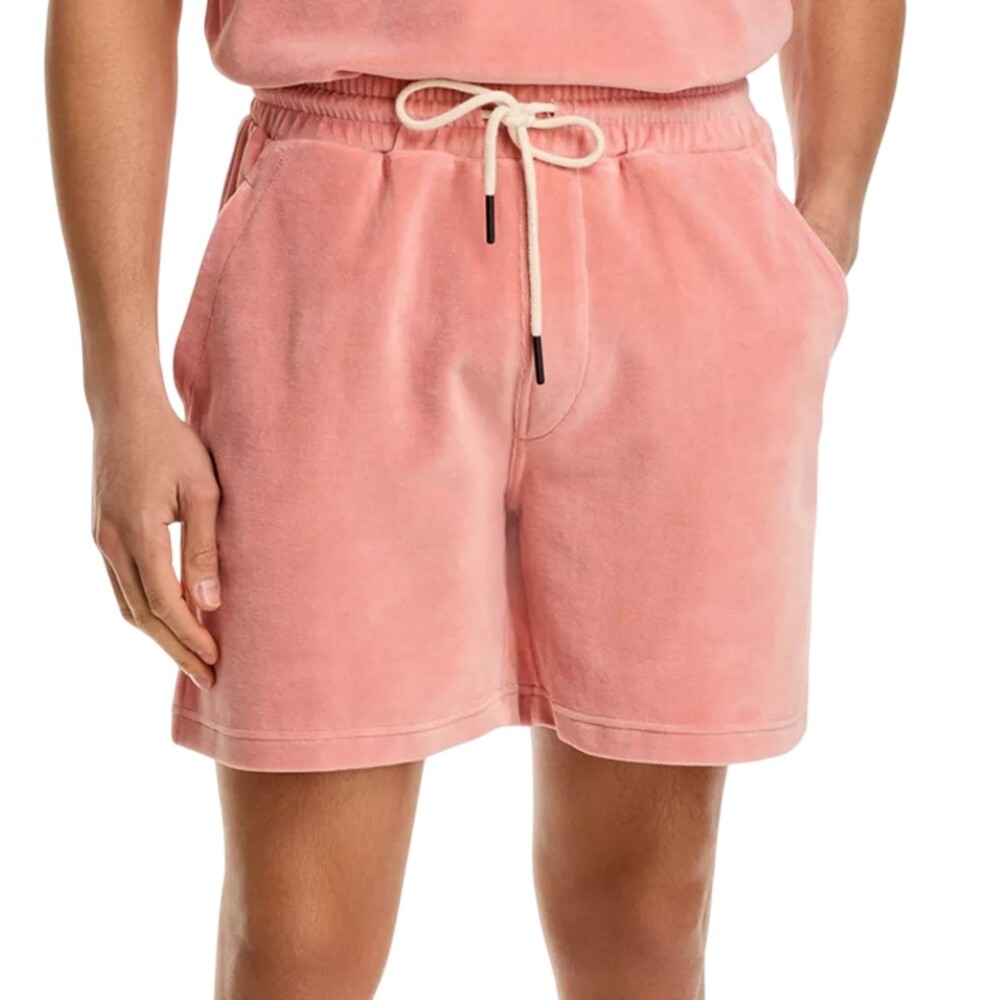 OAS Cameo Velour Sweat Shorts Mens Large Pink Cotton Blend Drawstring Lounge
